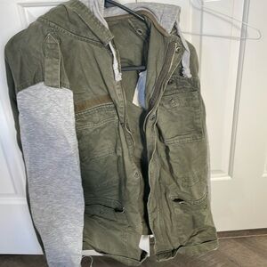 Half Hoodie Half Army Jacket